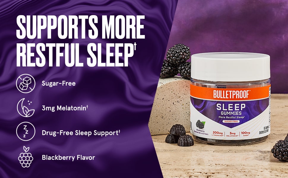 防彈軟糖不含糖，可提供無藥物的睡眠支持