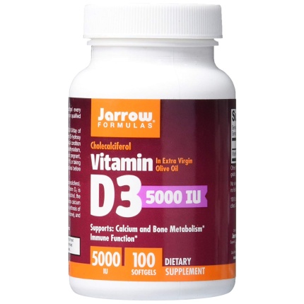 【Jarrow Formulas】Vitamin D3, 5000 IU, 100 Softgels - Kootw